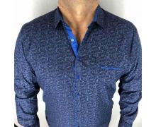 Рубашка мужская Надийка, модель R1047 d.blue демисезон