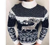свитер мужской Надийка, модель SV-14 олень син-бел зима