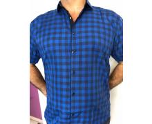 Рубашка мужская Надийка, модель Палм Смит клетка синий батал лето