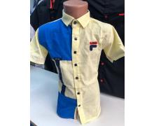 рубашка детская Надийка, модель Fila22-2 св.желт-синий лето
