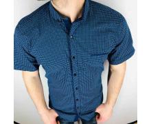 рубашка мужская Надийка, модель 1705-34 черный принт св.синяя вставка лето