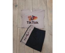 костюм детский Childreams, модель Tik-tok топ юбка сер(7-10) лето
