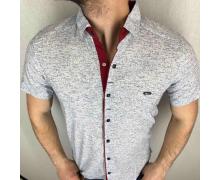 рубашка мужская Надийка, модель RN2705-9 меланж бел красн вставка лето