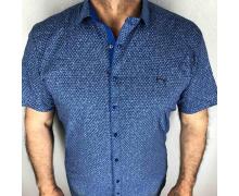 рубашка мужская Надийка, модель RB2605-17 синий синяя вставка лето