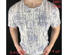 Футболка мужская Надийка, модель 2401-1 white-l.blue лето