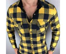 рубашка мужская Надийка, модель ZR1909-6 клетка желтый зима