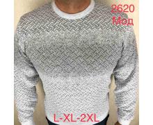 свитер мужской Надийка, модель 2620 белый с сер демисезон