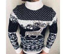 свитер мужской Надийка, модель Оленьки-горло-1 олень черн-бел зима