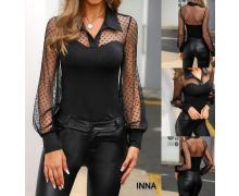 блузка женская INNA, модель 147 black демисезон
