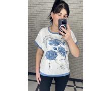 Футболка женская LeVisha, модель 25023 white-l.blue лето