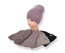 шапка женская Angelica, модель SW044-3 на флісі mix зима