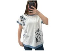 Футболка женская Ekvato, модель 25017 white-l.blue лето